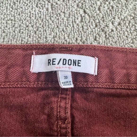 Redone jeans High Rise Button Fly Straight Leg Jeans Washed Brick Red 30 - Picture 3 of 10